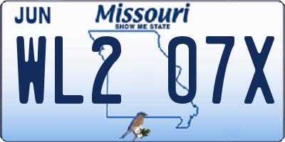 MO license plate WL2O7X