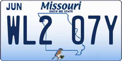 MO license plate WL2O7Y