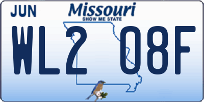MO license plate WL2O8F