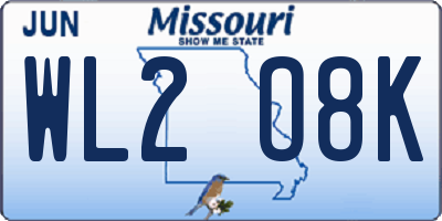 MO license plate WL2O8K