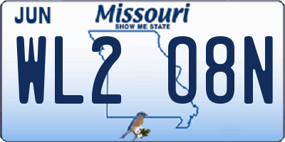 MO license plate WL2O8N