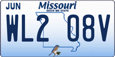 MO license plate WL2O8V