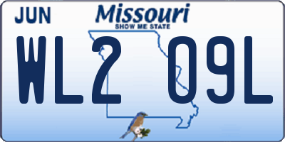 MO license plate WL2O9L