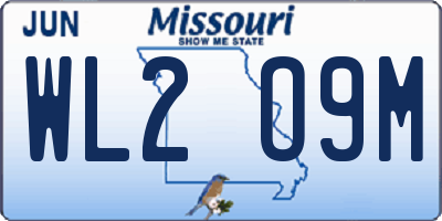 MO license plate WL2O9M