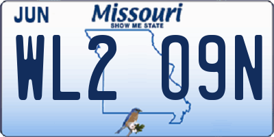 MO license plate WL2O9N