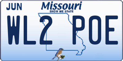 MO license plate WL2P0E