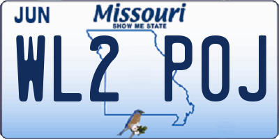 MO license plate WL2P0J