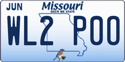 MO license plate WL2P0O