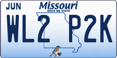 MO license plate WL2P2K