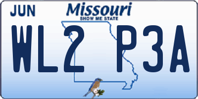 MO license plate WL2P3A