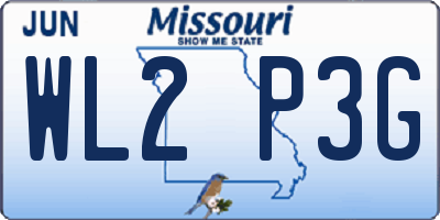 MO license plate WL2P3G