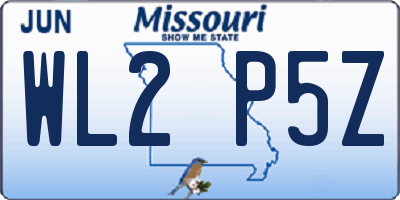 MO license plate WL2P5Z