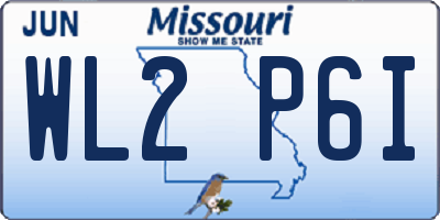 MO license plate WL2P6I