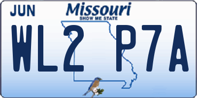 MO license plate WL2P7A