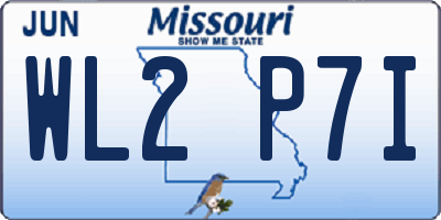 MO license plate WL2P7I