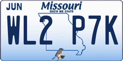 MO license plate WL2P7K