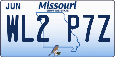 MO license plate WL2P7Z