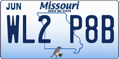 MO license plate WL2P8B