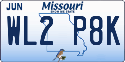 MO license plate WL2P8K