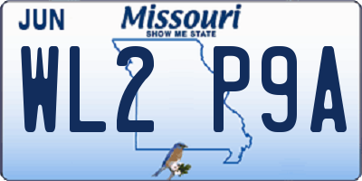 MO license plate WL2P9A