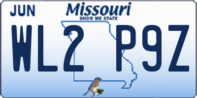 MO license plate WL2P9Z