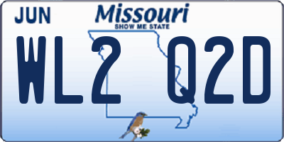MO license plate WL2Q2D