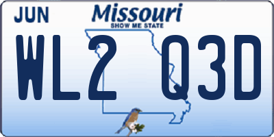 MO license plate WL2Q3D