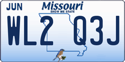 MO license plate WL2Q3J