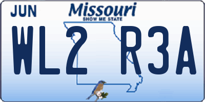 MO license plate WL2R3A