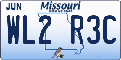 MO license plate WL2R3C