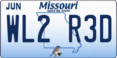 MO license plate WL2R3D