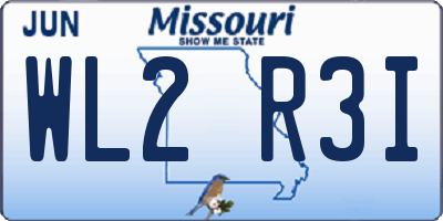 MO license plate WL2R3I
