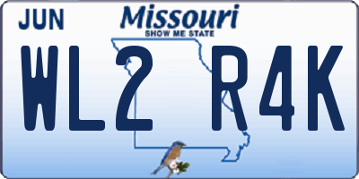 MO license plate WL2R4K