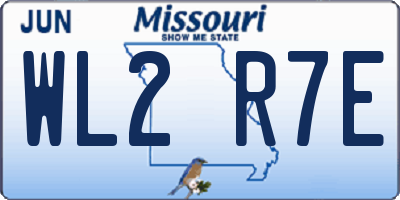 MO license plate WL2R7E