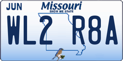 MO license plate WL2R8A