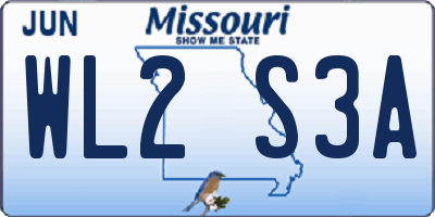 MO license plate WL2S3A