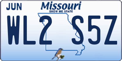MO license plate WL2S5Z