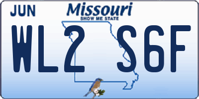 MO license plate WL2S6F