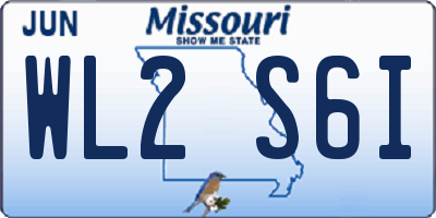 MO license plate WL2S6I