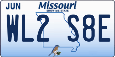MO license plate WL2S8E