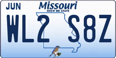 MO license plate WL2S8Z