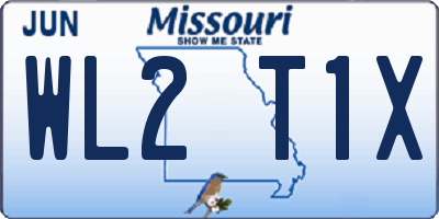 MO license plate WL2T1X