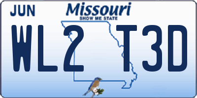 MO license plate WL2T3D