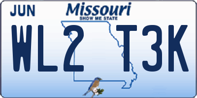MO license plate WL2T3K