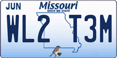 MO license plate WL2T3M