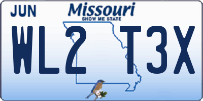 MO license plate WL2T3X