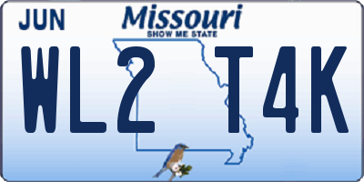 MO license plate WL2T4K