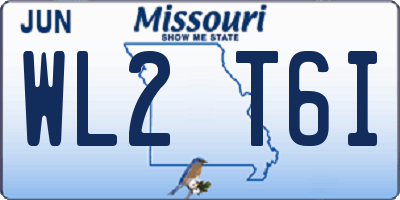 MO license plate WL2T6I