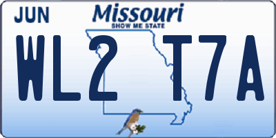 MO license plate WL2T7A