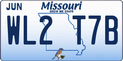 MO license plate WL2T7B